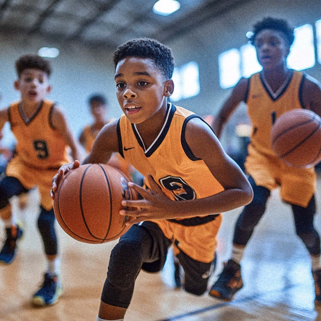 Youth basketball team practice